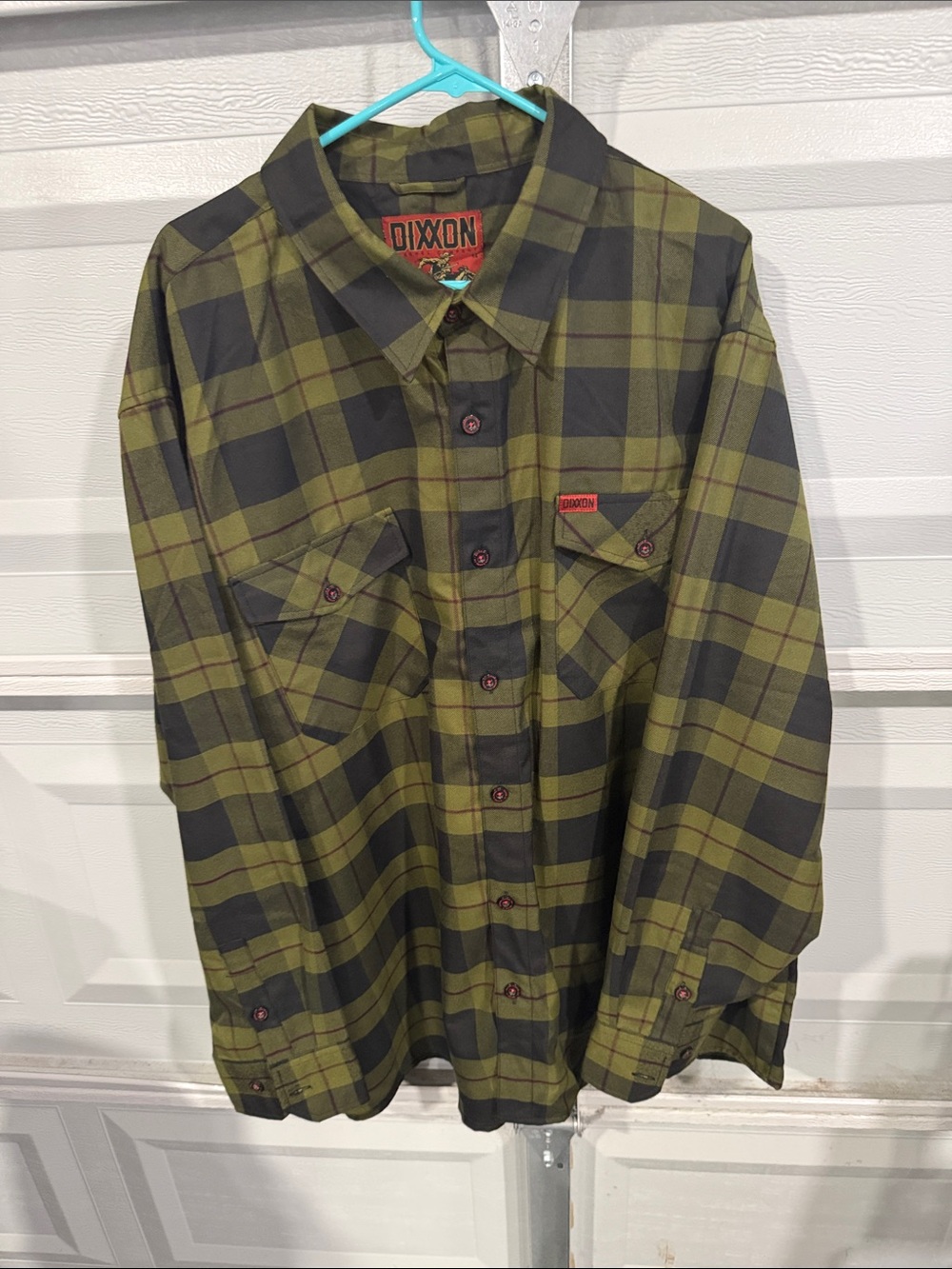 DIXXON Olive and Black Plaid Button-Down Flannel - Picture 5 of 8